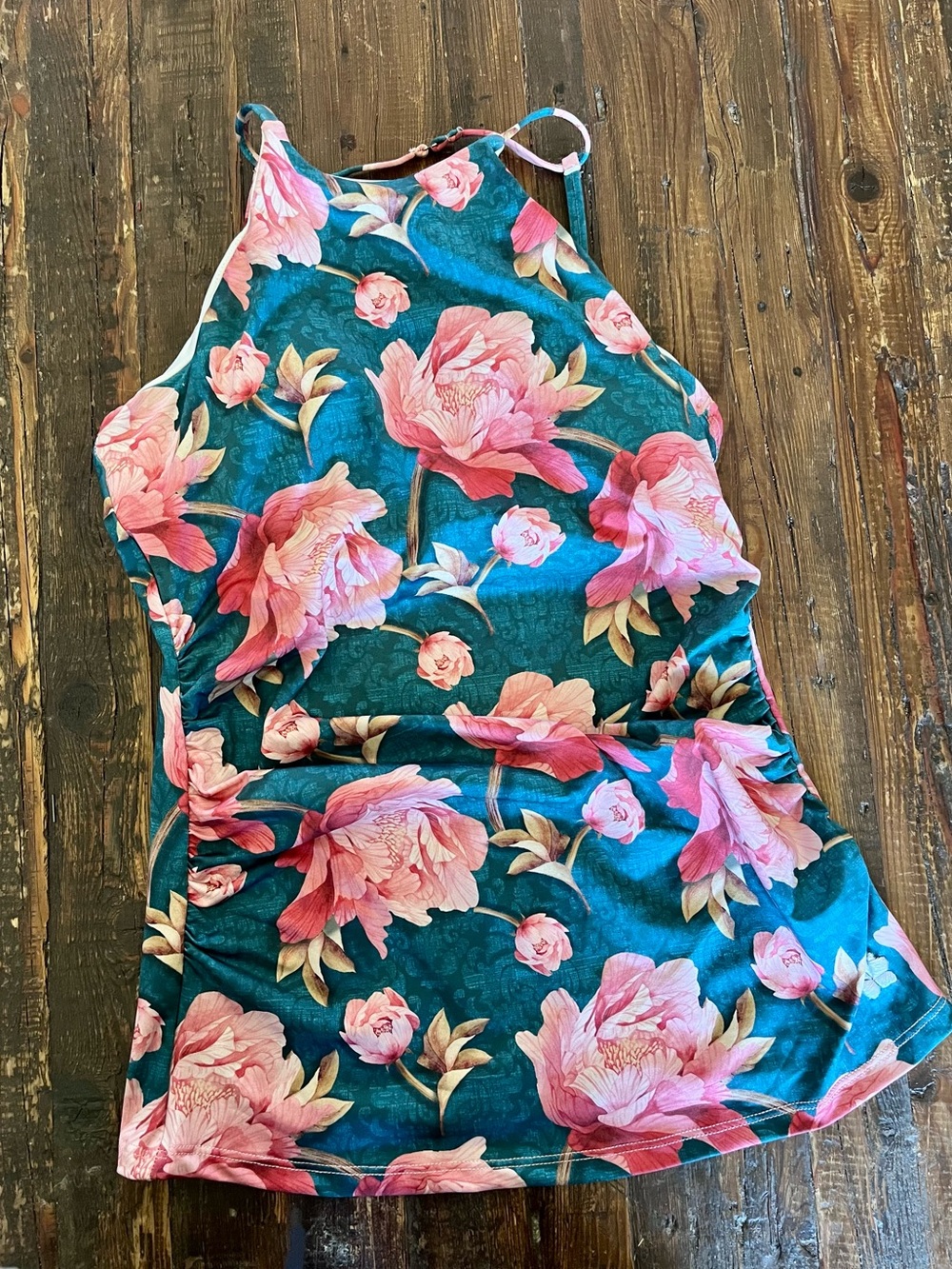 Beautiful 🌸HAPARI 🌸 Peony & Evergreen High-Neck Tankini Top Sz M